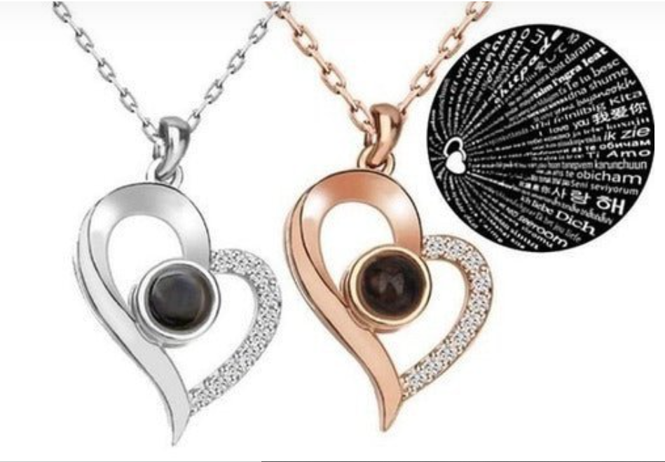 Collar Corazón te amo en 100 idiomas